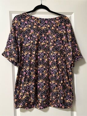 Celeste Navy Floral Blouse with Pink & Yellow Flowers